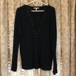 Express long sleeve lace up front T shirt Medium